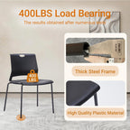 Sidanli Black Stacking Chairs Set of 4, Plastic Stackable Chair for Office Conference Waiting Break Room