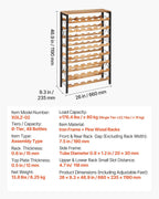 VEVOR 48 Bottle Wine Rack,8-Tier Iron Wine Bottle Holder with Wood Table Top,Freestanding Floor Display Wine Storage Shelves,for Kitchen Pantry, Cellar, Bar, Dining Room,26''L X 9.3''W X 46.9''H