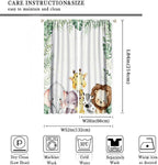 Nursery Curtains Jungle Safari Toddler Theme, Cartoon Animal Lion Elephant Giraffe Palm Leaf Print Rod Pocket Window Drapes for Bedroom Living Room, 2 Panels W52xL84 Inch