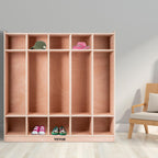 VEVOR 5-Section Classroom Coat Locker, 10 Cubbies for Daycare, Classroom Cubbies with 4 Casters & 5 Hooks, Daycare Furniture for Home, School, Nursery, Kindergarten