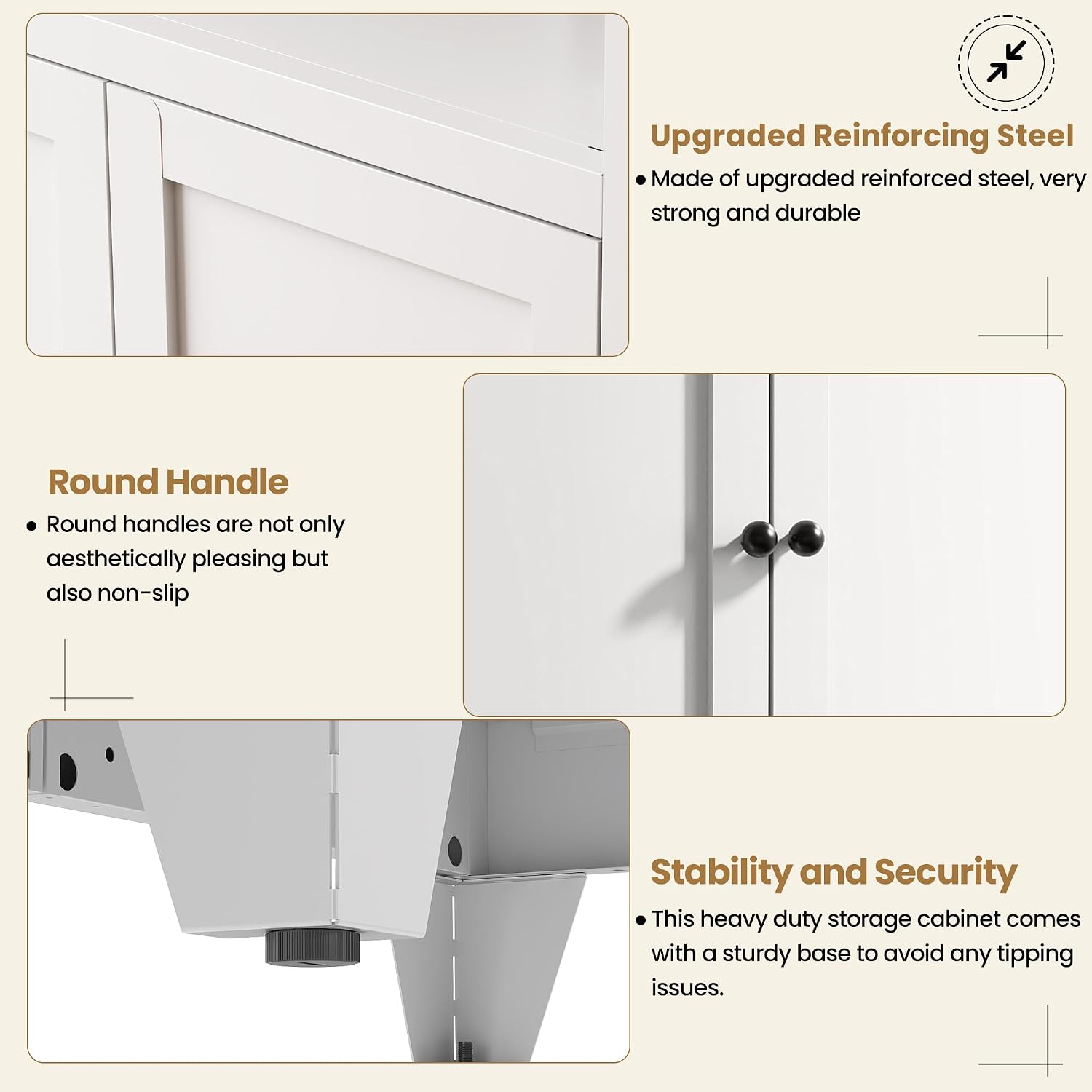 Kitchen Pantry Storage Cabinet, 72" H Storage Cabinet with 2 Drawers and Adjustable Shelves, Spacious Cupboard with Round Handles, Metal Kitchen Cabinet for Dining Room, Living Room, White