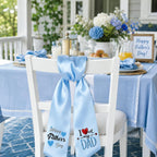 Father's Day Wreath Sash for Front Door, 4.5 x 56 Inch Blue Satin Ribbon with Happy Father's Day I Love My Dad Design, Garland Accessory for Porch Home Decor