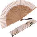 Hand Fan Foldable for Women, Folding Chinese Japanese Vintage Bamboo Silk Fan for Dance Music Festival Gift (Brown)