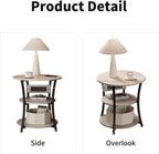 Side Table with Charging Station, End Nightstand with USB Ports and Outlet，3-Tier End Tables Living Room，for Living Room, Bedroom, Corners, and Office (Grey)