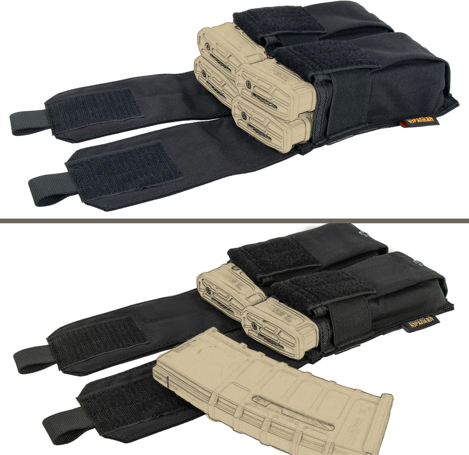 EXCELLENT ELITE SPANKER Tactical Molle Single/Double/Triple Mag Pouch for M4 M14 M16 AR15 AR10 G36 Magazine Holds 2 Mags