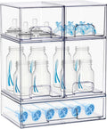 Baby Bottle Organizer, 5 Pack Stackable Storage Dust-proof Drawers, Clear Plastic Bottle Station Organizer for Countertop & Cabinet, Pacifier and Medicine Container for Nursery