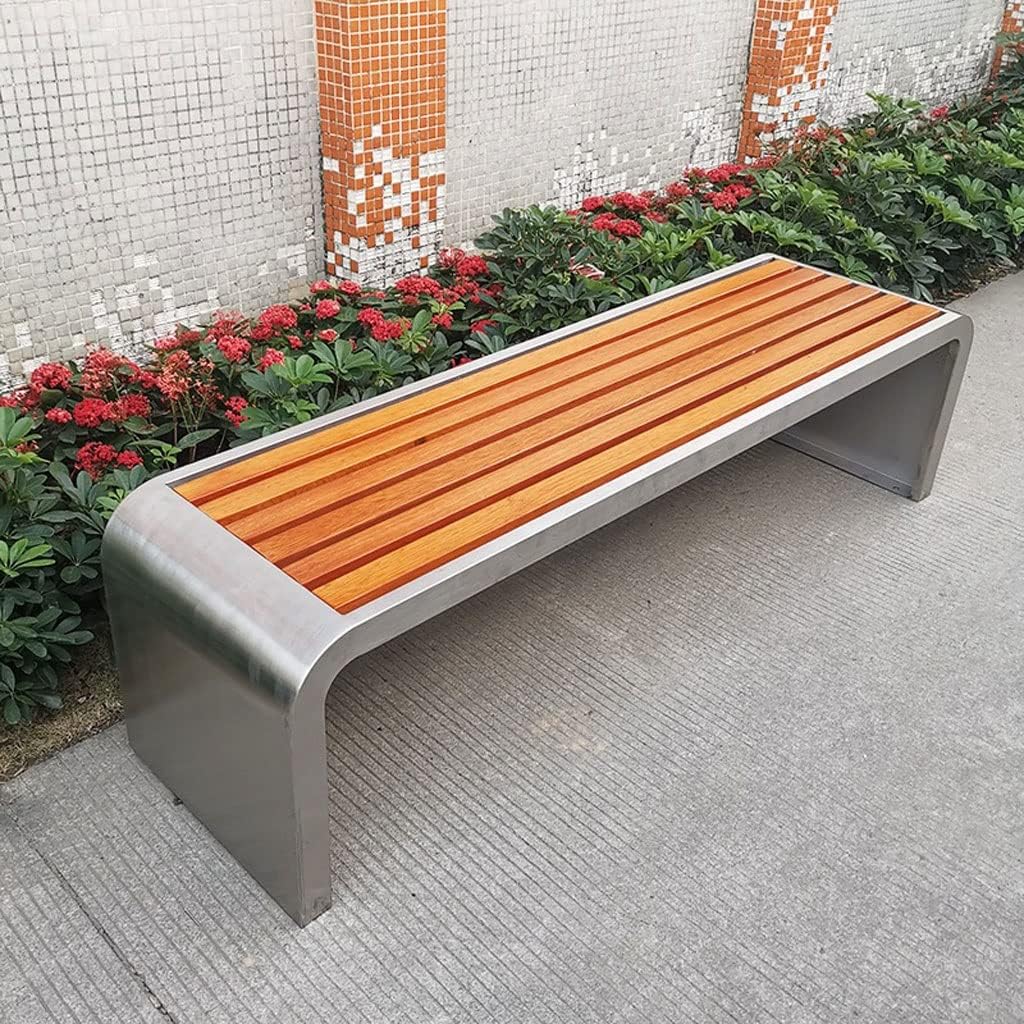 Patio Benches for Outdoors Outdoor Stainless Steel Bench Park Shopping Mall Rest Community Square Metal Seat Beach Chair Double Sofa Garden Benches for Outdoors