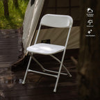 Allpop 10 Pack Plastic Folding Chair, 300lb Capacity, Portable Commercial Chair Seat with Steel Frame for Wedding Party Office Indoor Outdoor Events, Stackable, White