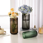 WHJY Cylindrical Brown Glass Vase, Vintage Flower Vase, Hand Blown Glass Vase, Decor for Dining Table Centerpiece Décor – 10 inches