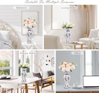 Modern Decorative Vase,Silver Flower Vase for Home Decor with Rhinestone,30 cm Luxury Ceramic Vase for Centerpiece,Living Room,Bedroom,Large Flower Vase