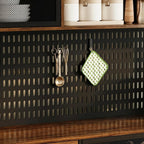 WOODTIME 70.9" W Kitchen Pantry Cabinet with Hutch, Pegboard & Microwave Stand, Large Cupboard Storage Cabinet with 6 Drawers, 4 Metal Mesh Doors & Open Shelves for Kitchen Dining Room, Black & Brown