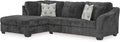 Signature Design by Ashley Biddeford Sleeper Sectional, Pull Out Couch with Chaise, Velvet Upholstery, Full Size Memory Foam Mattress for Living Rooms, L Shape, Shadow Gray, 118" W