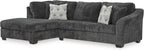 Signature Design by Ashley Biddeford Sleeper Sectional, Pull Out Couch with Chaise, Velvet Upholstery, Full Size Memory Foam Mattress for Living Rooms, L Shape, Shadow Gray, 118" W