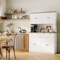 Hetoy 71" Tall Pantry Storage Cabinet with Charging Station and Microwave Countertop - Modern Wood Food Pantry Cabinet with Drawers for Kitchen and Dining Room