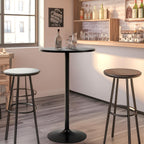 Round Bar Table 40" Height Modern High Top Pub Table with Solid Top & Sturdy Metal Base, Cocktail Table for Bistro, Home, Kitchen or Dining Room, Black