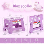 ACSTEP 9 Inch Foldable Step Stool for Kids, 300 lb, Light Purple | Lightweight Plastic Small Foldable Step Stool with Handle, Non-Slip, for Kitchen, Bathroom, Bedroom and Closet