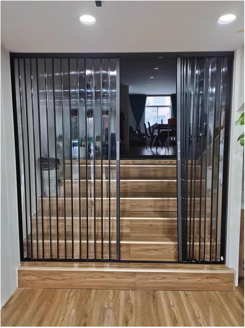 HAIXHX Retractable Stairway Partition Gate, Acrylic Panel Aluminum Frame Concertina Slide Door with Magstripe & Screws for Living Room Bathroom 135x203cm/53.1x80in