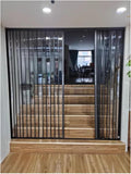 HAIXHX Retractable Stairway Partition Gate, Acrylic Panel Aluminum Frame Concertina Slide Door with Magstripe & Screws for Living Room Bathroom 135x203cm/53.1x80in