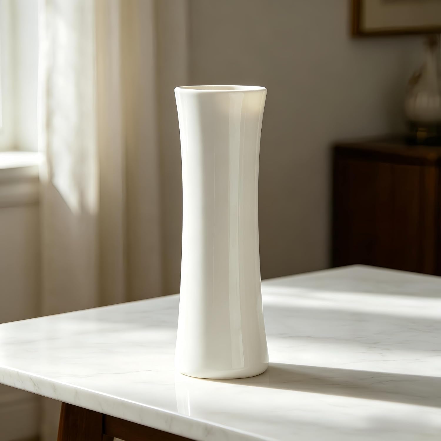 12 Inch White Vase Ceramic Flower Vase, Tall Vases for Pampas Grass, Home Decor, Modern Textured Vases for Living Room Decorations,Table Centerpieces,Shelf,Farmhouse Small Ceramic Vase
