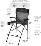 EVER ADVANCED Textilene Mesh Tall Camping Folding Chair 31", Portable Directors Chair, Bar Height Camping Chair with Carry Bag and Footrest, Armrest, Heavy Duty Supports 300 Lbs Black
