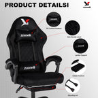 Velvet Gaming Chair, Ergonomic High Back Racing Chair with Footrest, Spring Wide Cushion, Adjustable Headrest & Lumbar Support, 90-135° Recline, 360° Swivel, 300lbs for Home Office, Black