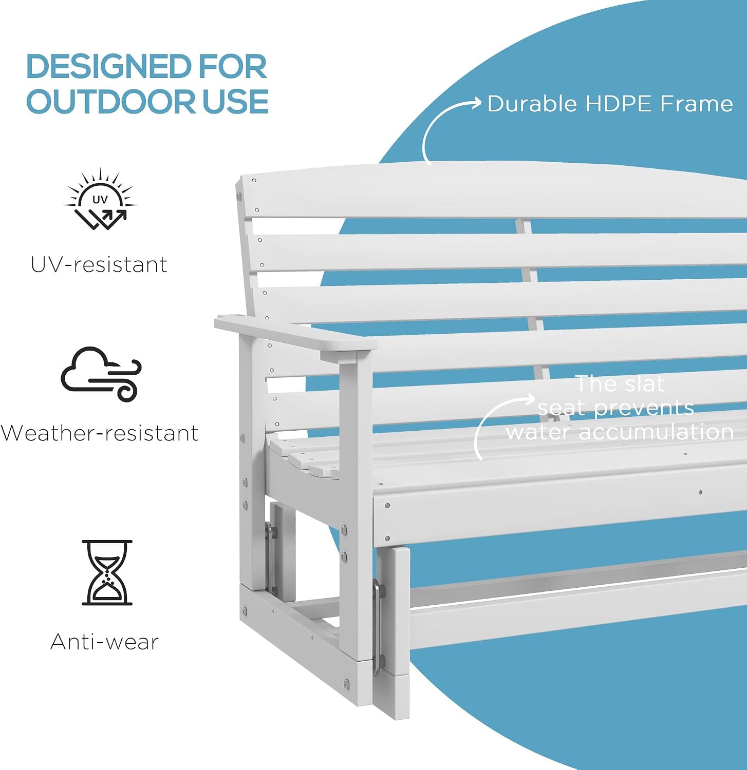 Outdoor Glider Bench - White