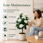 2Pack 3FT Artificial Hydrangea Trees, Faux Hydrangea Plants in Pot with White Flowers, Realistic Hydrangea Topiary Trees for Indoor Outdoor, Garden, Porch, Patio, Home Decor