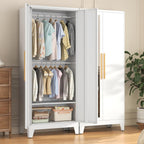 72" Tall Metal Armoire Wardrobe Closet - Large Clothing Storage Cabinet with Mirror Doors, 2 Hanging Rod & Adjustable Shelve - Closet Organizer for Bedroom, Office, Laundry Room, Garage - White