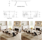 Honyee Extendable Dining Table with Leaf, 78 to 110 Inch Rectangular Sintered Stone, Modern Large Dining Room Table Seats 6 8 10 12, Metal Base, Marble Look for Family Gatherings