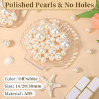 SUREAM Ivory Pearl Beads for Vase Filler, 14/20/30mm Large Sizes Loose Pearls for Jewelry Making, Artificial Plastic No Hole Beads Table Scatter, Wedding, Birthday Party, Home Decoration(100 Pieces)