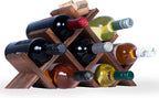 Rustic State Alella Countertop Wood Wine Rack for 8 Bottles Holder and Cork Storage Tabletop Butterfly Sleek Design Freestanding Organizer - Home, Kitchen, Dining Room Bar Décor - Walnut