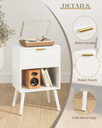 Aienvey Nightstand, Small Side Table, Bedside Table with Drawer, Modern Night Stand, End Table for Bedroom, Living Room (White Stripe)