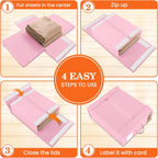 WOWBOX Sheet Organizers and Storage,Closet Bed Sheet Organizer Under Bed Storage and Organization with Label Cards & Clear Window for Bedding Sheets,Duvet Covers,Blankets (6 Pack，Pink)
