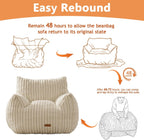 Giant Bean Bag Chair for Adults Teens with Armrest Large BeanBag Couch Sofa | with Foam Filling,Back Support,Comfy Faux Fur,Beige Plush Reading Chair Floor Sofa for Bedroom,Living room,Dorm