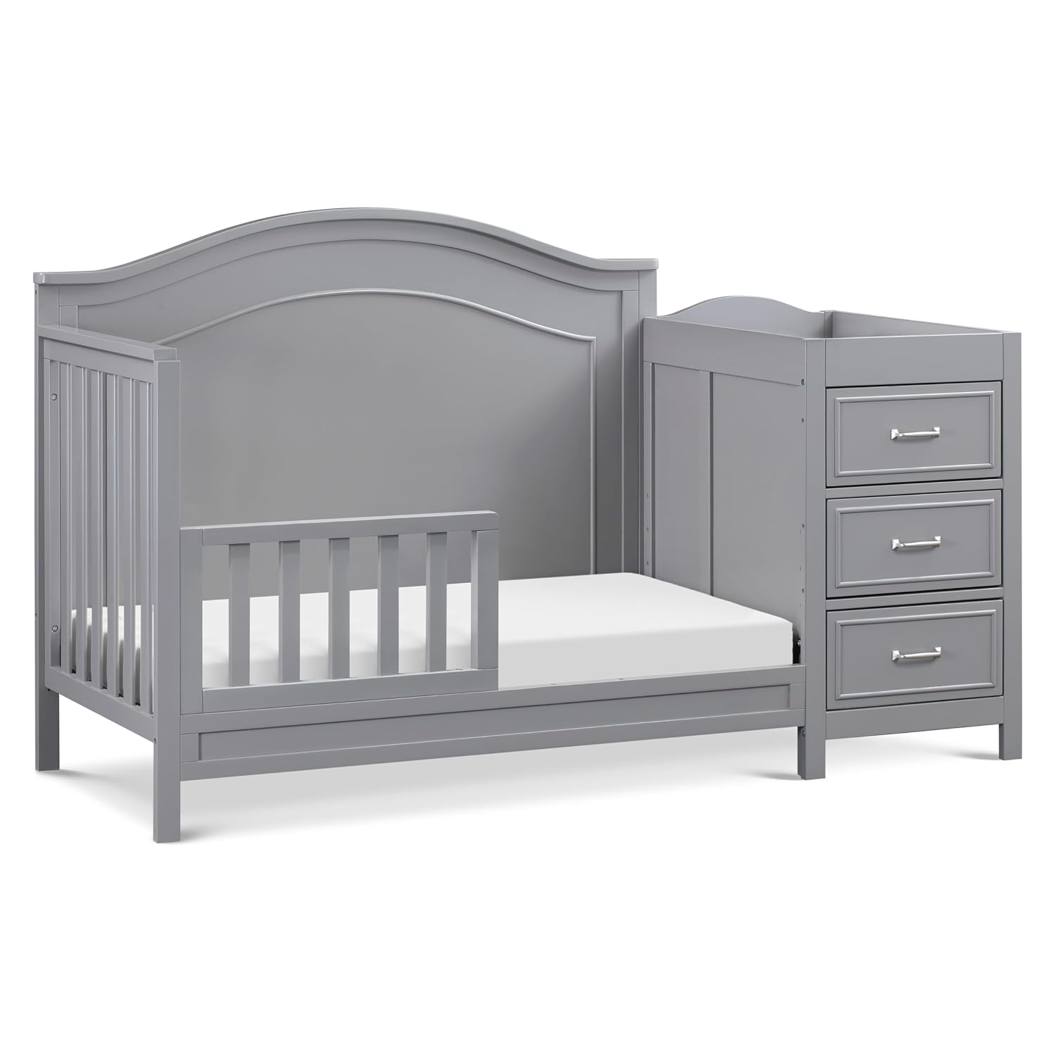 Davinci Charlie 4-in-1 Convertible Baby Crib w/Changing Table, Grey | Greenguard Certified Baby Crib Convertible to Toddler Bed, Daybed, Full-Size Bed - Changing Table Combo w/ Extra Storage