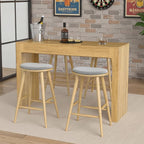 Miereirl 55” Bar Table，Long Bar Table with Oak Finish Tabletop，Modern Counter Height Pub Table, Rectangular Home Dining Bar Unit for 4-6 People, Kitchen, Living Room, Bar, Golden Oak