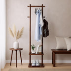 Coat Rack,Wooden Coat Rack Freestanding,Standing Coat Racks Tree Clothes Hanger Stand with Stury Base for Entryway, Livingroom, Bedroom,Easy to Assemble(Brown)