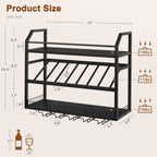 Hoctieon Wall Mount Wine Rack, Wall Mounted Wine Bottle Rack for Display and Storage, Hanging Bottle Holder, for Living Room, Dining Room, Bar, Wine Cellar, Black