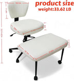 Ergonomic Cross Legged Office Chair with Wheels, Meditation Chair, Ultimate ADHD Desk Chair with Lumbar Support for Active Sitting, Modern Criss Cross Kneeling Chair for Home & Office PU&White
