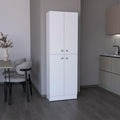 71" Tall Pantry with 4 Doors & 5 Adjustable Shelves - White - Ideal for Kitchen Storage & Laundry Room Organization