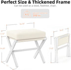 BAMBOOHOMIE Foldable Foot Stool Ottoman, Modern Foot Rest with Bamboo X Legs & Thick Foam Cushion, Folding Foot Stools Small Padded for Bedroom Living Room, Footstool for Chair Couch (White - White)
