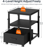 HOOBRO Mini Fridge Stand with Storage Basket, Height-Adjustable Mini Fridge Cabinet, Mini Fridge Stand with Wheels and Adjustable Feet, for Kitchen, Living Room, Black BB455BX01