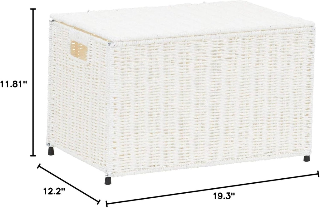 Household Essentials Arctic White Woven Paper Rope Chest with Iron Accents