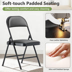 Folding Table and Chairs Set for 4, 36 Inch Foldable Card Table with Carrying Handle & 4 PU Leather Padded Folding Chairs, Portable Indoor Outdoor Dining Table Set for Picnic, Camping, RV, Game Night