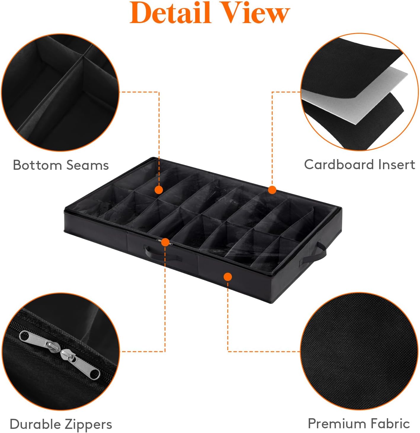 Lifewit Under Bed Shoe Storage Organizer 2 Pack(16 Shoes Cells), 4.3 Inches Profile Fabric Shoes Container Box with Clear Cover, Foldable Storage Bag with 2 Handles, Fits 16 to 32 Pairs