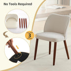 IDEALHOUSE 4 Pieces Fabric Wingback Dining Room Chairs, Comfort Thick Cushioned Kitchen Side Chairs Sturdy Wooden Legs with Anti-Slip Leveling Feet, Modern Leisure Chair for Home Indoor Use, White