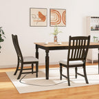 Giantex Wood Dining Chairs Set of 2, Farmhouse Black Kitchen Chair with Solid Wood Frame, Max Load 355 Lbs, Armless Upholstered Dining Side Chairs with Cushion Seat, Slat Back Dining Room Chairs