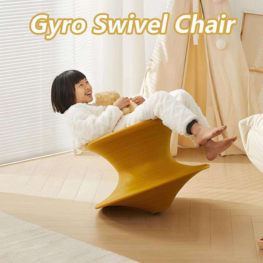 Gyro Swivel Chair, 360° Rotating Gyro Spinning Chair, Sensory Spinning Seat, Ergonomic Swivel Seat for Children and Adults, Indoor Outdoor Sensory Equipment (Blue, Small)