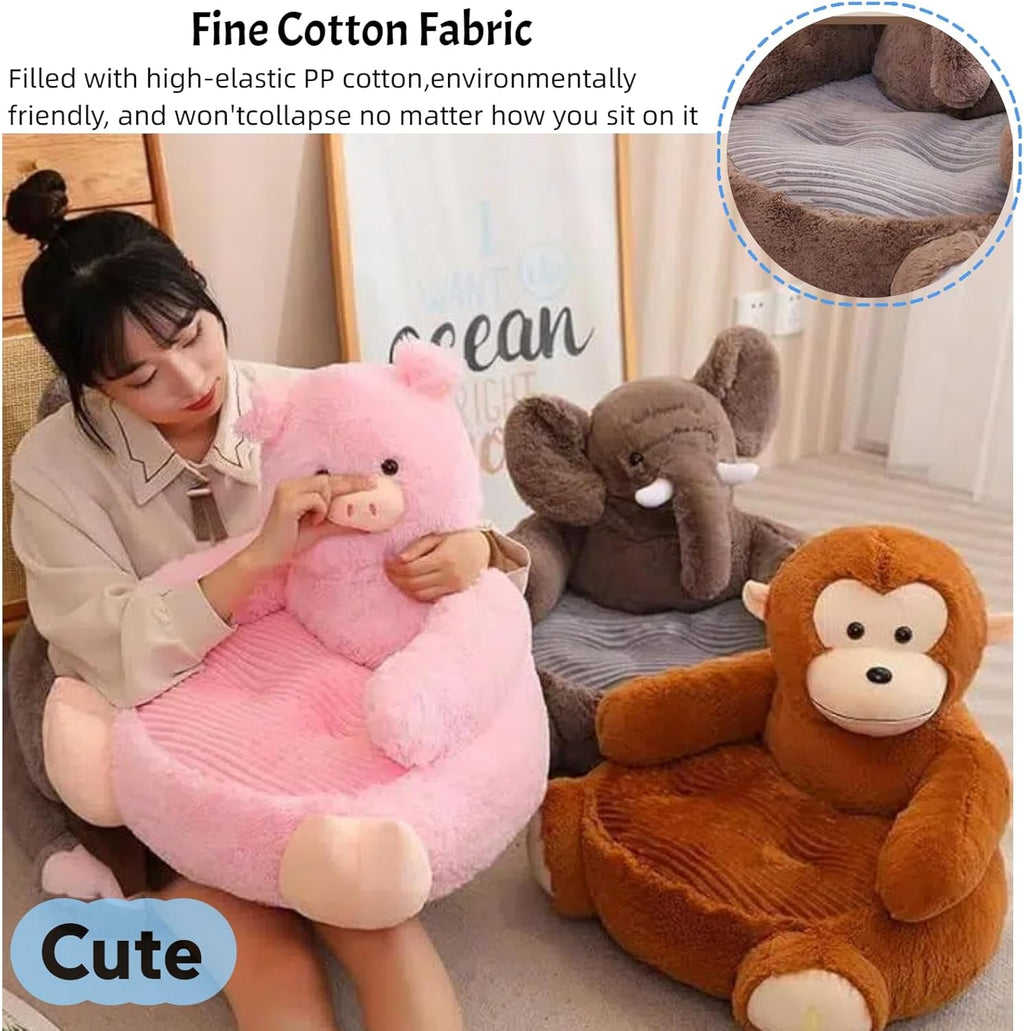 Plush Bean Bag Chair Comfy Reading Small Couch Cozy Floor Chairs Bedroom Chairs Cute Cartoon Mini Armrest Sofa Seat Animal Shaped Cushion Room Decoration 50cm / 45cm / 50cm (Dark Brown)