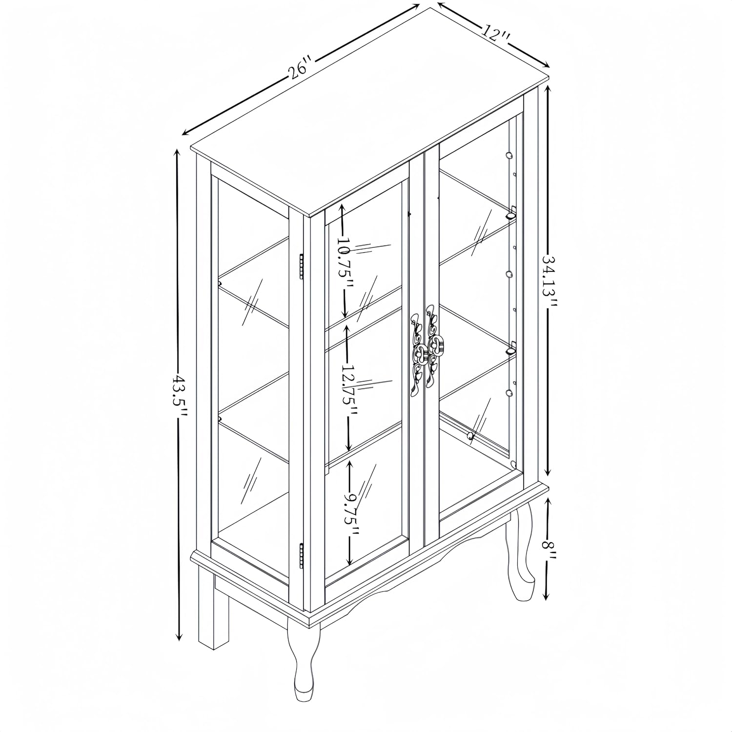 3-Tier Lighted Glass Display Curio Cabinet with 2 Tempered Glass Doors,Curio Case with Mirrored Back Panel & Adjustable Shelves,Wine Artwork Display Cabinet for Living Room,Kitchen(Oak_2)